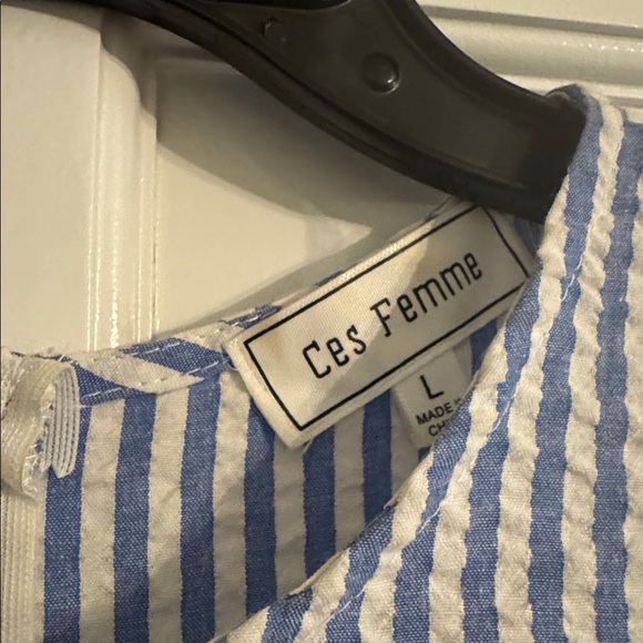 Ces Femme Blue and White Striped Long Sleeve Dress - Picture 2 of 3